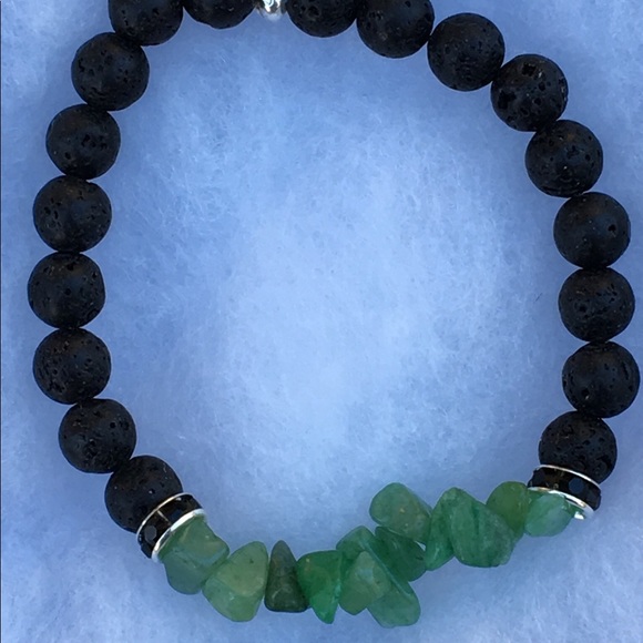 PeaceFrog Jewelry - Green Adventurine Black Lava Rock Bracelet